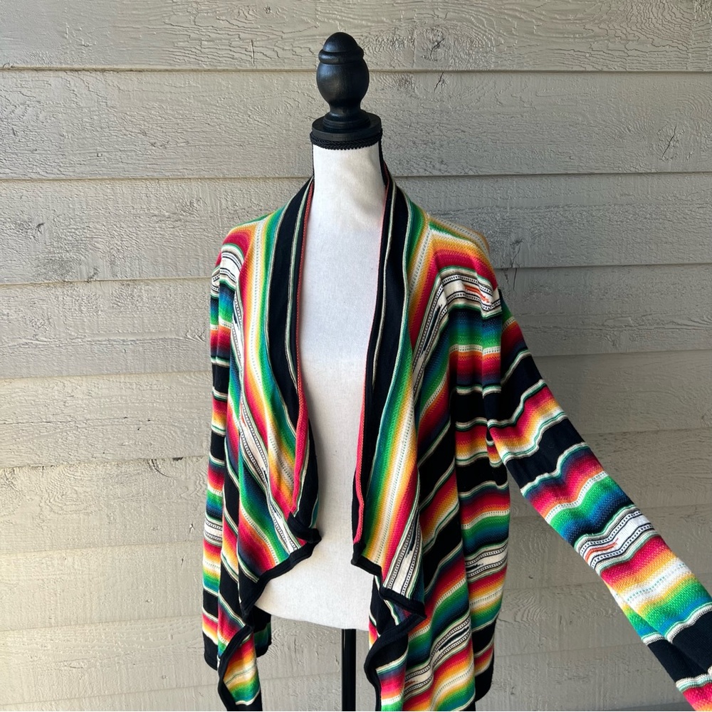 Vintage Ralph Lauren Multicolor Striped Cardigan Poncho - Picture 4 of 12